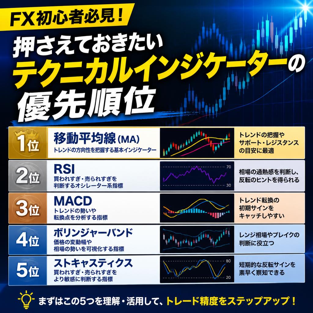 FX初心者必見！押さえておきたいテクニカルインジケーターの優先順位